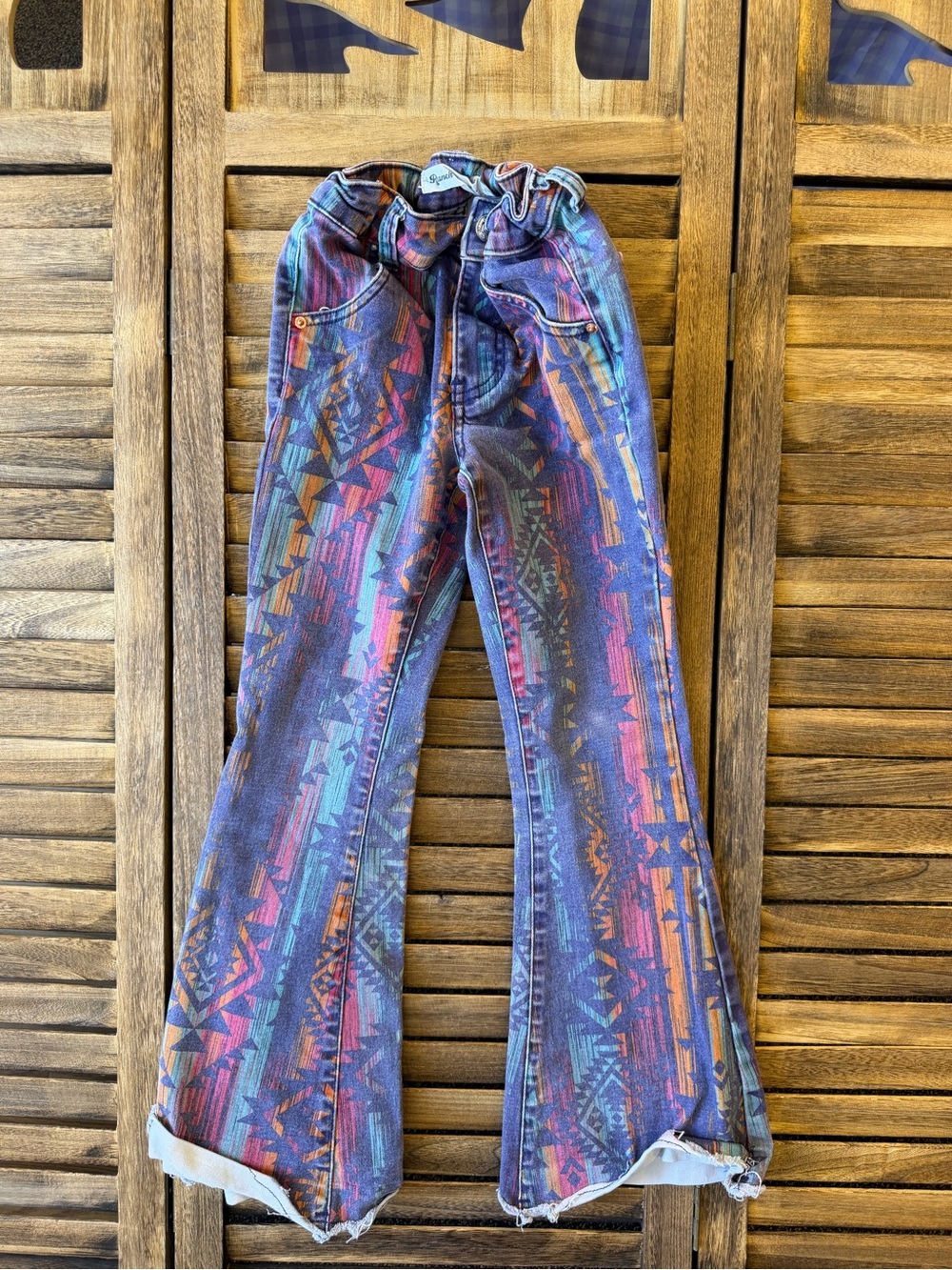 Ranch Dress’n Youth Purple Multicolor Aztec Flare Jeans Size 7 Fallon Taylor